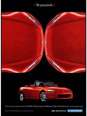 2006 Honda S2000 Convertible Roadster Vintage Print Ad It's Got Punch Wall Art